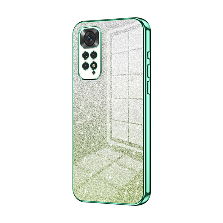 For Xiaomi Redmi Note 11 Global / Note 11S Gradient Glitter Powder Electroplated Phone Case(Green) - Xiaomi Cases by PMC Jewellery | Online Shopping South Africa | PMC Jewellery | Buy Now Pay Later Mobicred