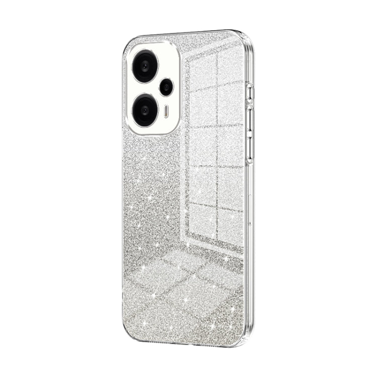 For Xiaomi Redmi Note 12 Turbo/Poco F5 Gradient Glitter Powder Electroplated Phone Case(Transparent) - Xiaomi Cases by PMC Jewellery | Online Shopping South Africa | PMC Jewellery | Buy Now Pay Later Mobicred