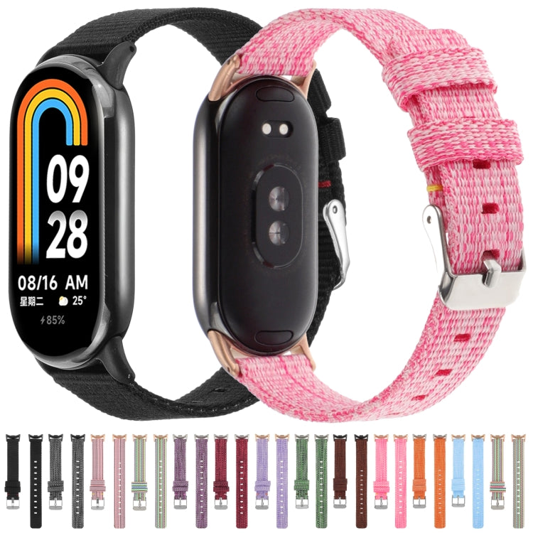 For Xiaomi Mi Band 8 Nylon Canvas Watch Band(Lavender Purple) - Watch Bands by PMc TechLife | Online Shopping South Africa | PMc TechLife | Buy Now Pay Later Mobicred
