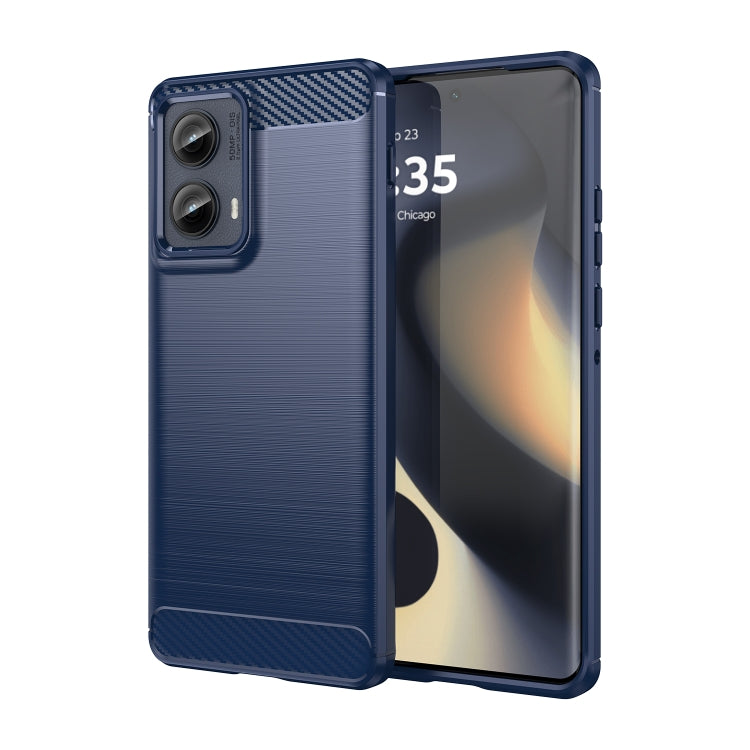 For Motorola Edge 2024 Brushed Texture Carbon Fiber TPU Phone Case(Blue) - Motorola Cases by PMC Jewellery | Online Shopping South Africa | PMC Jewellery | Buy Now Pay Later Mobicred