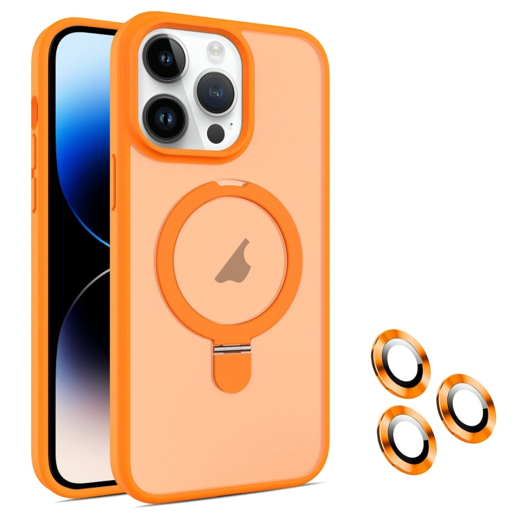 For iPhone 14 Pro MagSafe Magnetic Holder Phone Case(Orange) - iPhone 14 Pro Cases by PMC Jewellery | Online Shopping South Africa | PMC Jewellery