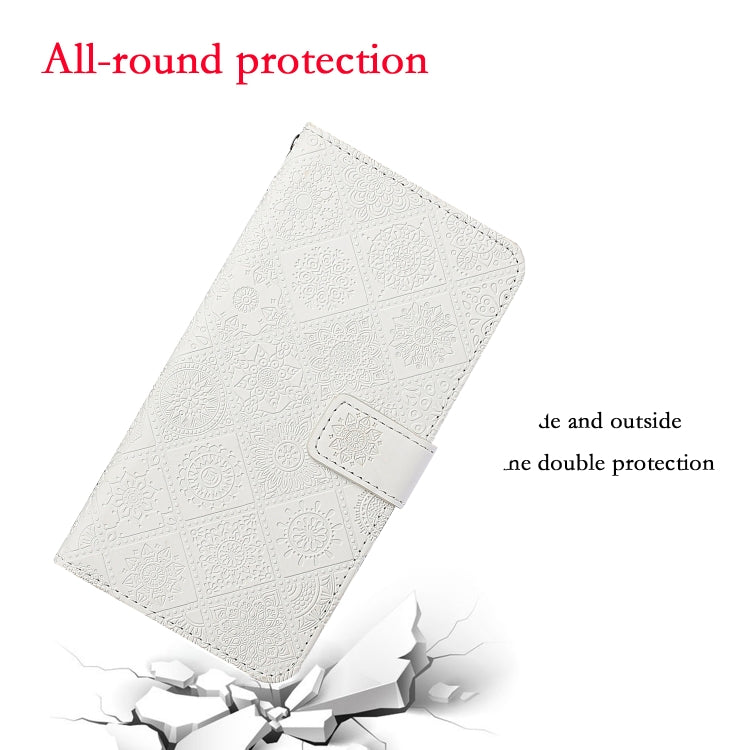 For Google Pixel 9 / 9 Pro Ethnic Style Embossed Pattern Leather Phone Case(White) - Google Cases by PMC Jewellery | Online Shopping South Africa | PMC Jewellery | Buy Now Pay Later Mobicred