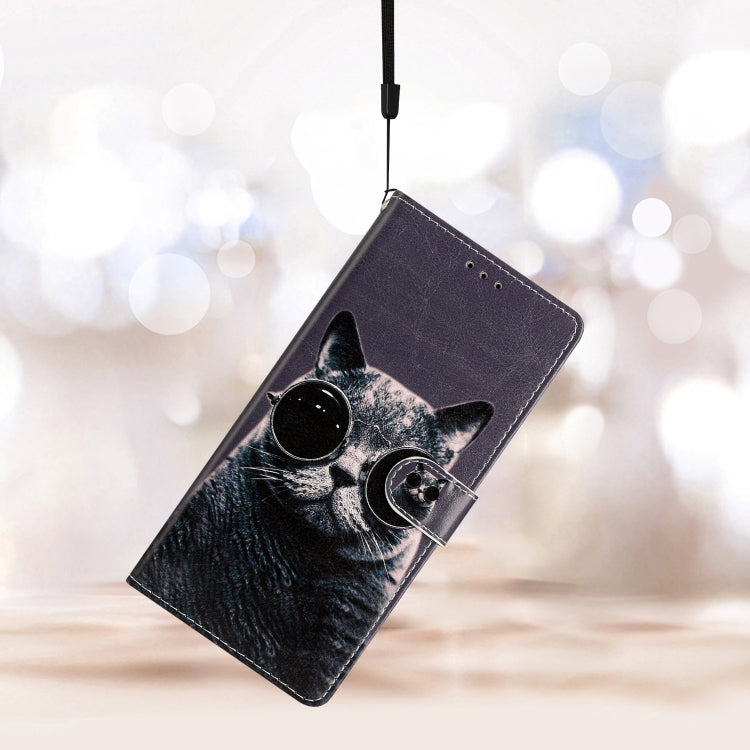 For Blackview A55 Pro Colored Drawing Leather Phone Case(Sunglasses Cat) - More Brand by PMC TechLife | Online Shopping South Africa | PMC TechLife | Buy Now Pay Later Mobicred