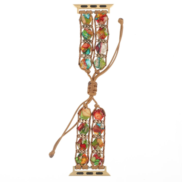 For Apple Watch Series 6 40mm Hexagonal Stones Drawstring Chain Watch Band(Colorful) - Watch Bands by PMC TechLife | Online Shopping South Africa | PMC TechLife