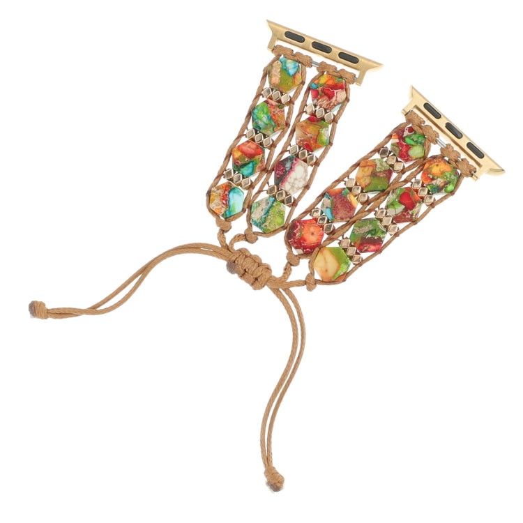 For Apple Watch Series 6 40mm Hexagonal Stones Drawstring Chain Watch Band(Colorful) - Watch Bands by PMC TechLife | Online Shopping South Africa | PMC TechLife