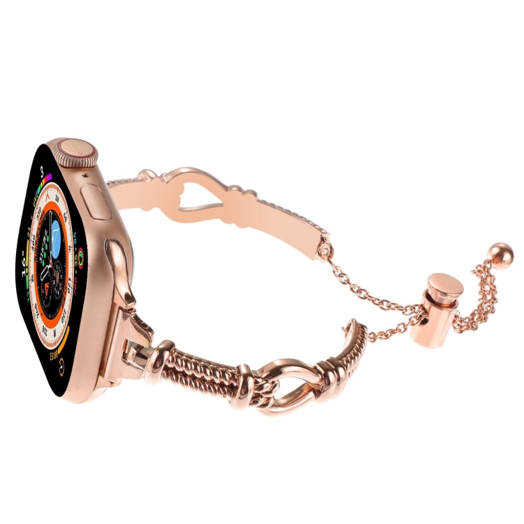 For Apple Watch Series 7 45mm Twist Metal Bracelet Chain Watch Band(Rose Gold) - Watch Bands by PMC Jewellery | Online Shopping South Africa | PMC Jewellery