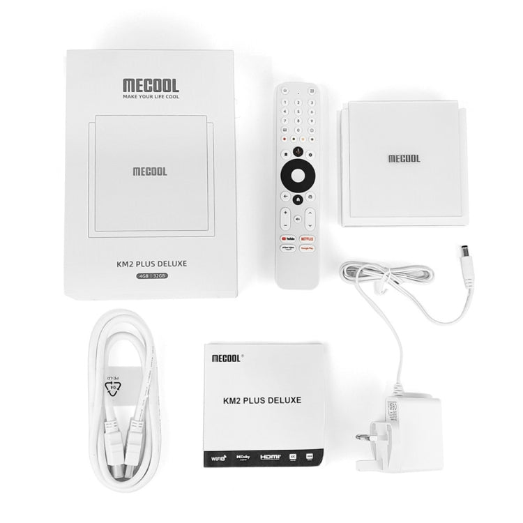 MECOOL KM2 Plus Android 11 Dual-band WiFi Smart Voice TV Box 4GB+32GB, UK Plug(White) - Amlogic S905 by MECOOL | Online Shopping South Africa | PMC Jewellery | Buy Now Pay Later Mobicred