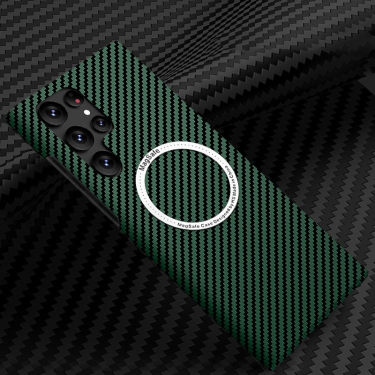 For Samsung Galaxy S25 Ultra 5G Carbon Fiber Texture MagSafe Magnetic Phone Case(Green) - Galaxy S25 Ultra 5G Cases by PMC Jewellery | Online Shopping South Africa | PMC Jewellery | Buy Now Pay Later Mobicred