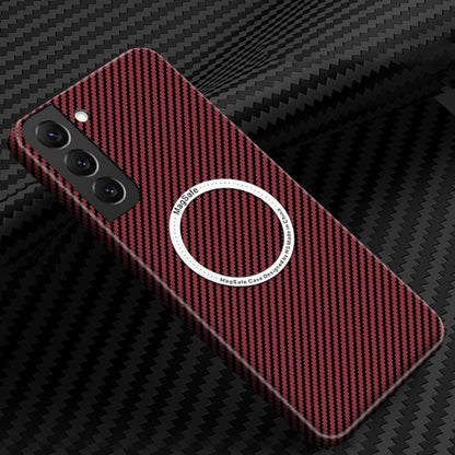 For Samsung Galaxy S25 5G Carbon Fiber Texture MagSafe Magnetic Phone Case(Red) - Galaxy S25 5G Cases by PMC Jewellery | Online Shopping South Africa | PMC Jewellery | Buy Now Pay Later Mobicred