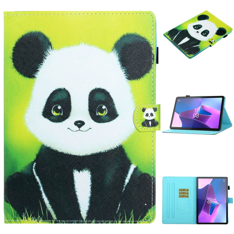 For Lenovo Tab P12 2023 / TB370FU Coloured Drawing Stitching Smart Leather Tablet Case(Panda) - Lenovo by PMC TechLife | Online Shopping South Africa | PMC TechLife | Buy Now Pay Later Mobicred