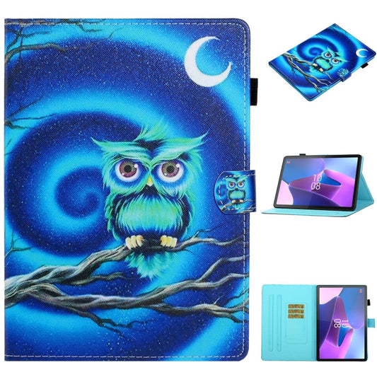 For Lenovo Tab P12 2023 / TB370FU Coloured Drawing Stitching Smart Leather Tablet Case(Moon Owl) - Lenovo by PMC Jewellery | Online Shopping South Africa | PMC Jewellery | Buy Now Pay Later Mobicred