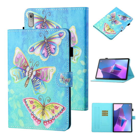 For Lenovo Tab P12 2023 / TB370FU Coloured Drawing Stitching Smart Leather Tablet Case(Colorful Butterflies) - Lenovo by PMC Jewellery | Online Shopping South Africa | PMC Jewellery | Buy Now Pay Later Mobicred