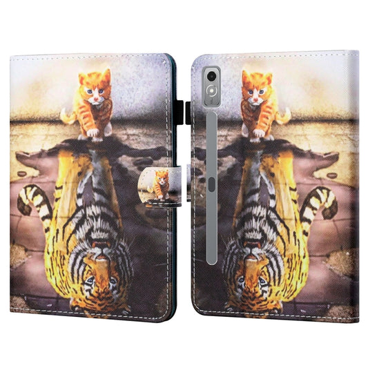 For Lenovo Tab P12 2023 / TB370FU Coloured Drawing Stitching Smart Leather Tablet Case(Cat and Tiger) - Lenovo by PMC Jewellery | Online Shopping South Africa | PMC Jewellery | Buy Now Pay Later Mobicred