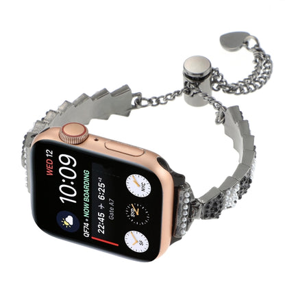 For Apple Watch 42mm Shell Beads Chain Bracelet Metal Watch Band(Black White) - Watch Bands by PMC Jewellery | Online Shopping South Africa | PMC Jewellery