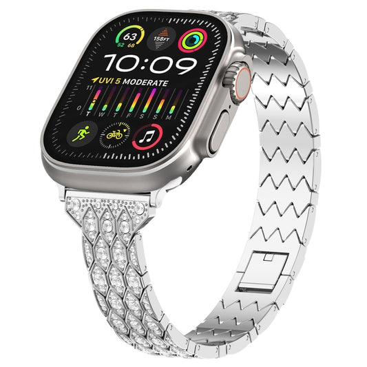 For Apple Watch Ultra 2 49mm Devil Eye Diamond Bracelet Metal Watch Band(Silver) - Watch Bands by PMC Jewellery | Online Shopping South Africa | PMC Jewellery