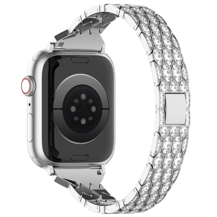 For Apple Watch SE 44mm Devil Eye Diamond Bracelet Metal Watch Band(Silver) - Watch Bands by PMC TechLife | Online Shopping South Africa | PMC TechLife
