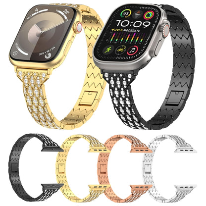 For Apple Watch 42mm Devil Eye Diamond Bracelet Metal Watch Band(Black) - Watch Bands by PMC Jewellery | Online Shopping South Africa | PMC Jewellery