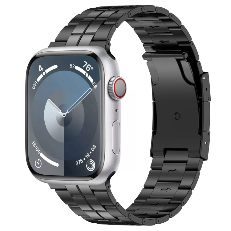 For Apple Watch Series 7 45mm Tortoise Buckle Titanium Steel Watch Band(Black) - Watch Bands by PMC Jewellery | Online Shopping South Africa | PMC Jewellery