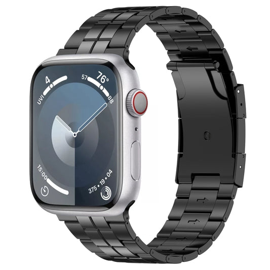 For Apple Watch Series 3 38mm Tortoise Buckle Titanium Steel Watch Band(Black) - Watch Bands by PMC Jewellery | Online Shopping South Africa | PMC Jewellery