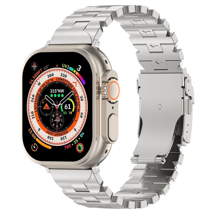 For Apple Watch Ultra 49mm Butterfly Type Titanium Steel Watch Band(Silver) - Watch Bands by PMC Jewellery | Online Shopping South Africa | PMC Jewellery