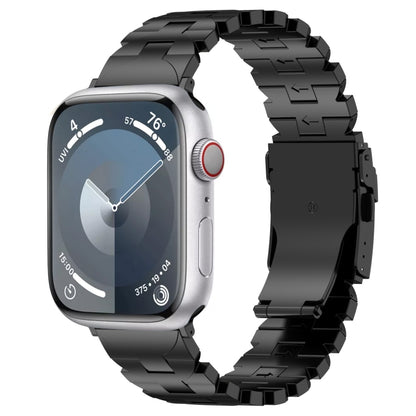 For Apple Watch Series 8 45mm Butterfly Type Titanium Steel Watch Band(Black) - Watch Bands by PMC Jewellery | Online Shopping South Africa | PMC Jewellery