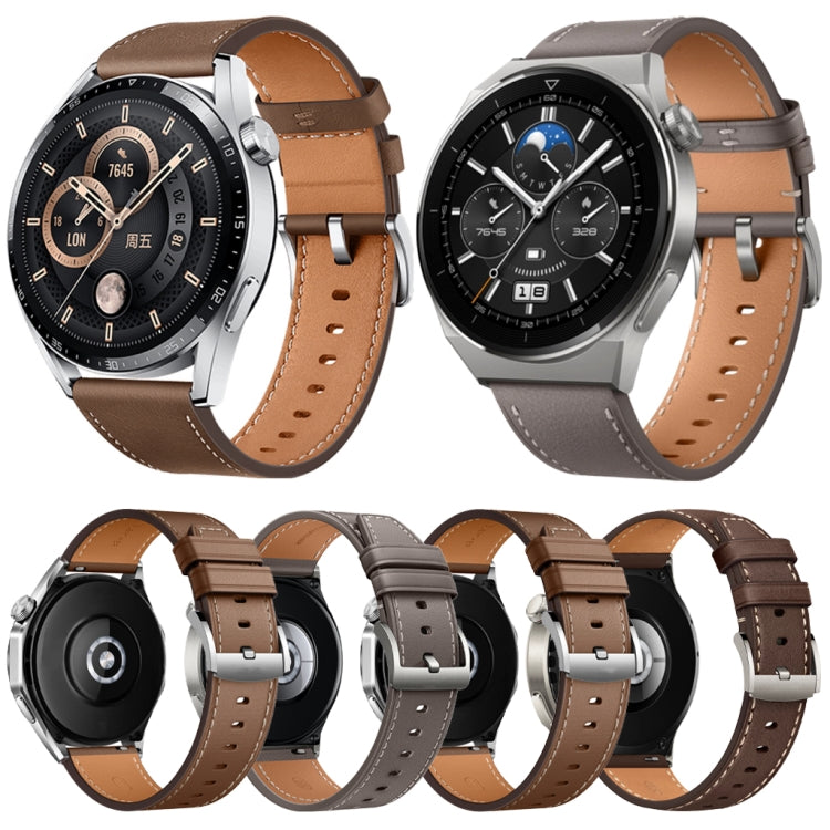 22mm Universal Square Tail Leather Watch Band(Coffee Color) - 22mm Bands by PMC TechLife | Online Shopping South Africa | PMC TechLife