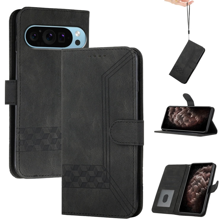 For Google Pixel 9 Cubic Skin Feel Flip Leather Phone Case(Black) - Google Cases by PMC Jewellery | Online Shopping South Africa | PMC Jewellery | Buy Now Pay Later Mobicred