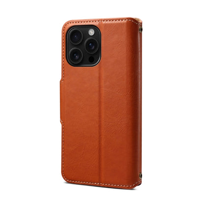 For iPhone 16 Pro Max Denior Cowhide Texture Wallet Style Leather Phone Case(Brown) - iPhone 16 Pro Max Cases by Denior | Online Shopping South Africa | PMC Jewellery | Buy Now Pay Later Mobicred