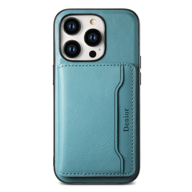 For iPhone 15 Denior Cowhide Texture Leather MagSafe Detachable Wallet Phone Case(Blue) - iPhone 15 Cases by Denior | Online Shopping South Africa | PMC Jewellery | Buy Now Pay Later Mobicred