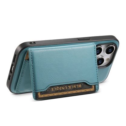 For iPhone 15 Denior Cowhide Texture Leather MagSafe Detachable Wallet Phone Case(Blue) - iPhone 15 Cases by Denior | Online Shopping South Africa | PMC Jewellery | Buy Now Pay Later Mobicred