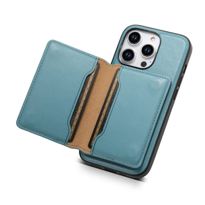 For iPhone 15 Denior Cowhide Texture Leather MagSafe Detachable Wallet Phone Case(Blue) - iPhone 15 Cases by Denior | Online Shopping South Africa | PMC Jewellery | Buy Now Pay Later Mobicred