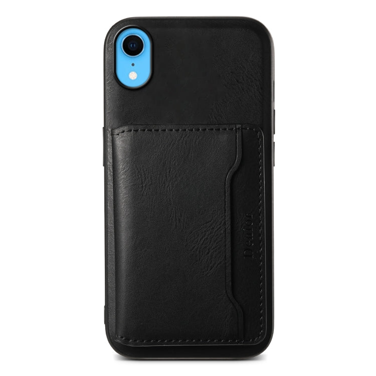 For iPhone XR Denior Cowhide Texture Leather MagSafe Detachable Wallet Phone Case(Black) - More iPhone Cases by Denior | Online Shopping South Africa | PMC Jewellery | Buy Now Pay Later Mobicred