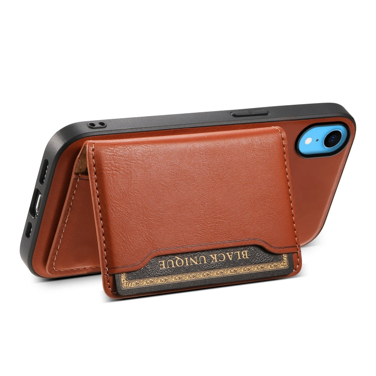 For iPhone XR Denior Cowhide Texture Leather MagSafe Detachable Wallet Phone Case(Brown) - More iPhone Cases by Denior | Online Shopping South Africa | PMC Jewellery | Buy Now Pay Later Mobicred