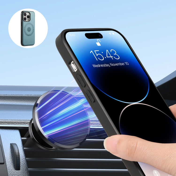 For iPhone 16 Pro Denior Cowhide Texture Leather MagSafe Detachable Wallet Phone Case(Blue) - free shipping - PMC TechLife - Order now!