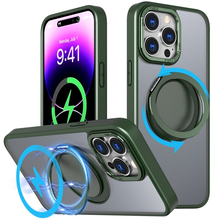 For iPhone 14 Pro 360-degree Rotating MagSafe Magnetic Holder Phone Case(Green) - iPhone 14 Pro Cases by PMC Jewellery | Online Shopping South Africa | PMC Jewellery