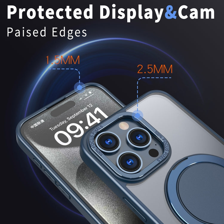 For iPhone 14 Pro Max 360-degree Rotating MagSafe Magnetic Holder Phone Case(Navy Blue) - iPhone 14 Pro Max Cases by PMC TechLife | Online Shopping South Africa | PMC TechLife