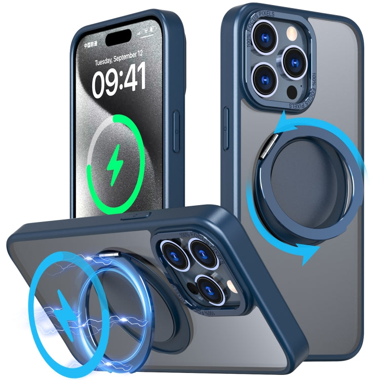 For iPhone 15 Pro Max 360-degree Rotating MagSafe Magnetic Holder Phone Case(Navy Blue) - iPhone 15 Pro Max Cases by PMC TechLife | Online Shopping South Africa | PMC TechLife