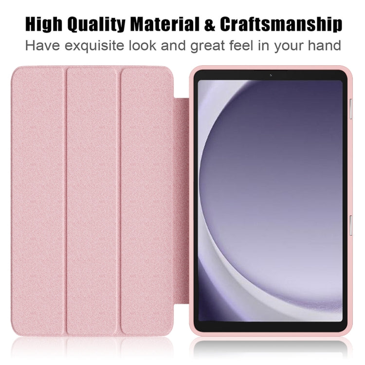 For Samsung Galaxy Tab A9 Acrylic 3-folding Solid Color Smart Leather Tablet Case(Pink) - Galaxy Tab A9 by PMC Jewellery | Online Shopping South Africa | PMC Jewellery