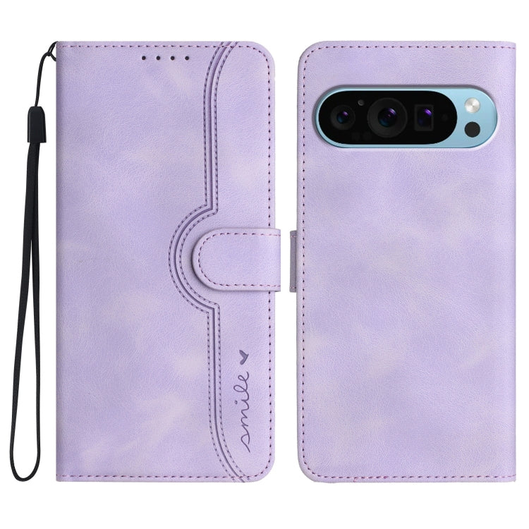 For Google Pixel 9 Heart Pattern Skin Feel Leather Phone Case(Purple) - Google Cases by PMC Jewellery | Online Shopping South Africa | PMC Jewellery | Buy Now Pay Later Mobicred