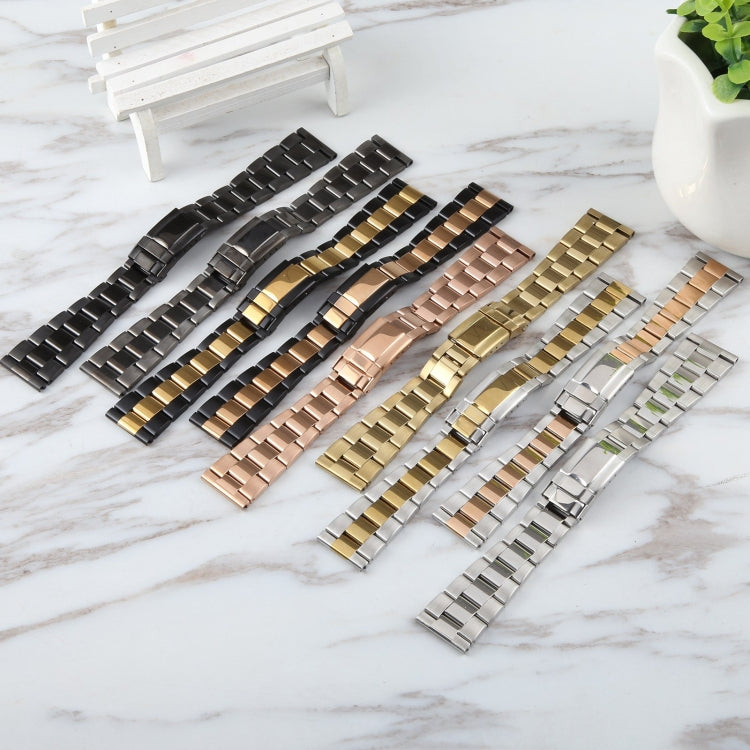 22mm Universal Three-Bead Stainless Steel Watch Band(Rose Gold) - free shipping - PMC TechLife - Order now!
