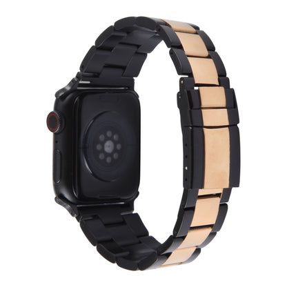 For Apple Watch Ultra 2 49mm Three-Bead Stainless Steel Watch Band(Black Rose Gold) - Watch Bands by PMC Jewellery | Online Shopping South Africa | PMC Jewellery