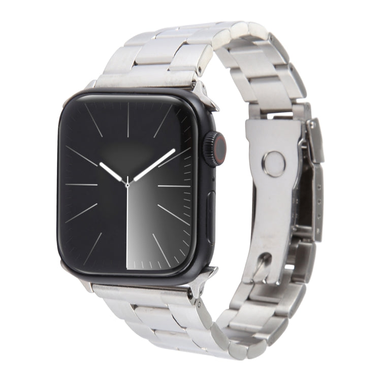 For Apple Watch Series 9 45mm Three-Bead Stainless Steel Watch Band(Silver) - free shipping - PMC TechLife - Order now!