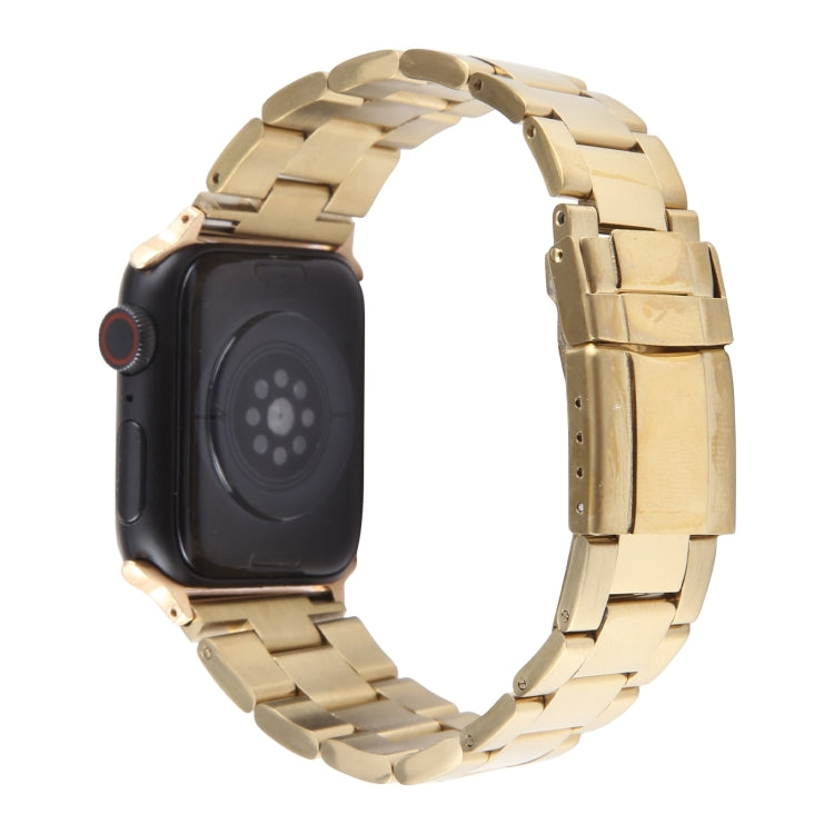 For Apple Watch 42mm Three-Bead Stainless Steel Watch Band(Gold) - free shipping - PMC TechLife - Order now!