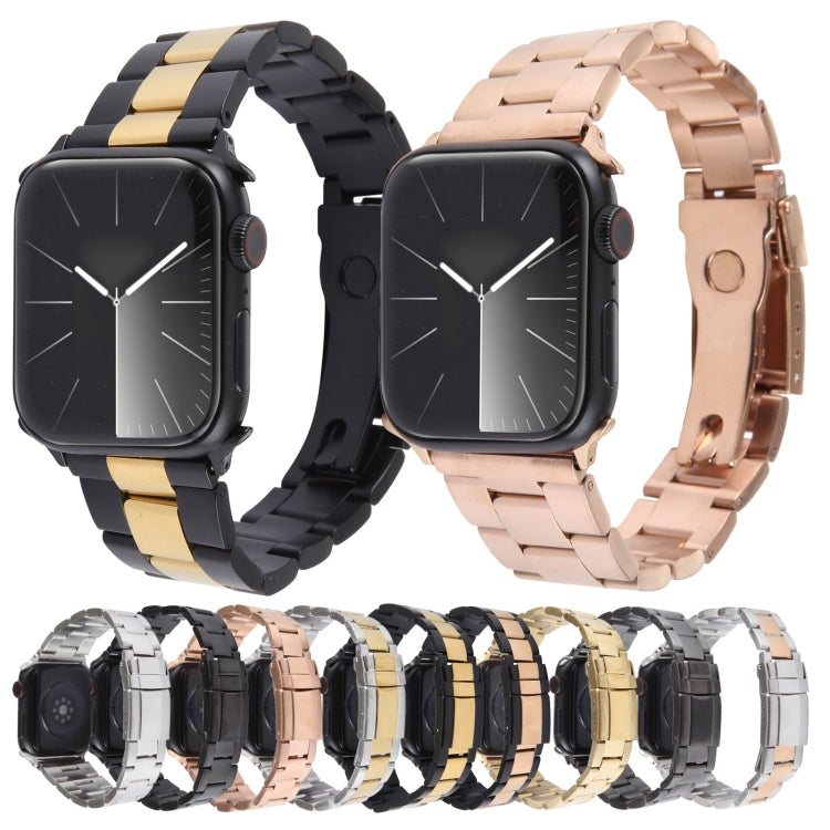 For Apple Watch 38mm Three-Bead Stainless Steel Watch Band(Black) - free shipping - PMC TechLife - Order now!