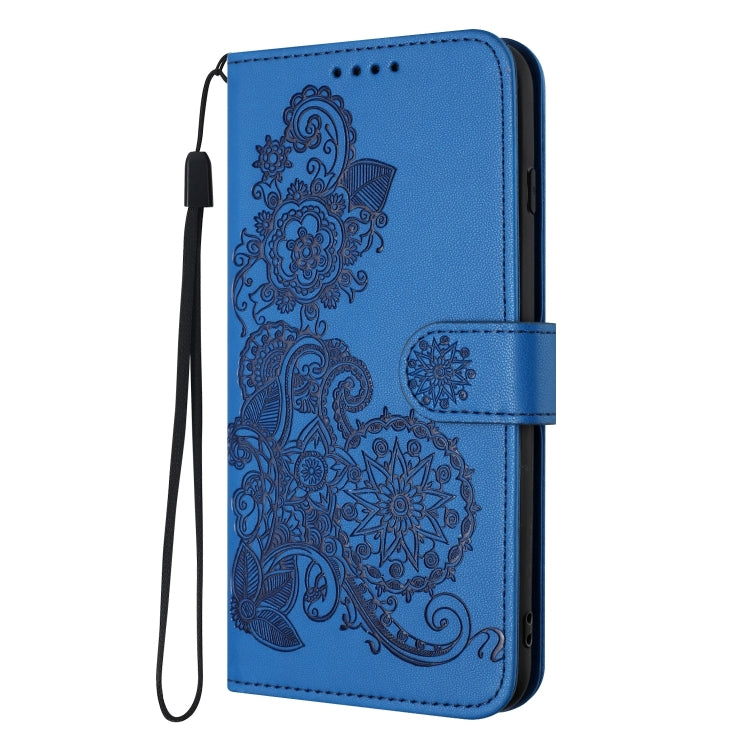 For Google Pixel 9 Datura Flower Embossed Flip Leather Phone Case(Blue) - Google Cases by PMC Jewellery | Online Shopping South Africa | PMC Jewellery | Buy Now Pay Later Mobicred