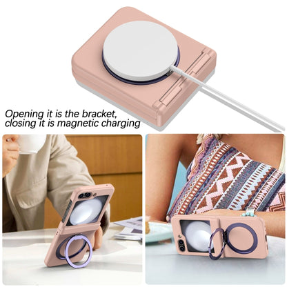 For Samsung Galaxy Z Flip5 5G 360 Degree Stand MagSafe Magnetic All-inclusive Phone Case(Pink) - Galaxy Z Flip5 Cases by PMC Jewellery | Online Shopping South Africa | PMC Jewellery