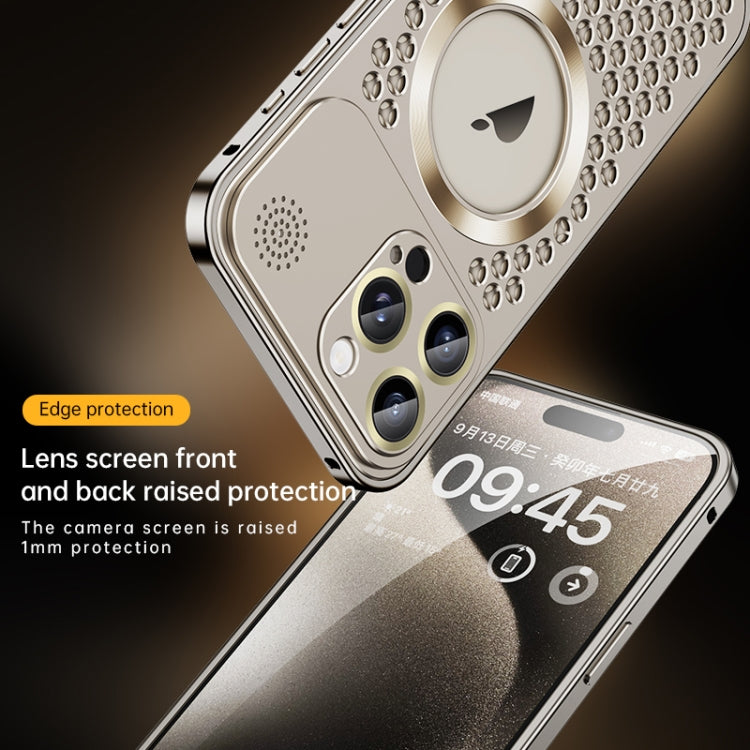 For iPhone 14 Pro Spring Buckle MagSafe Magnetic Metal Aromatherapy Phone Case(Silver) - iPhone 14 Pro Cases by PMc TechLife | Online Shopping South Africa | PMc TechLife | Buy Now Pay Later Mobicred