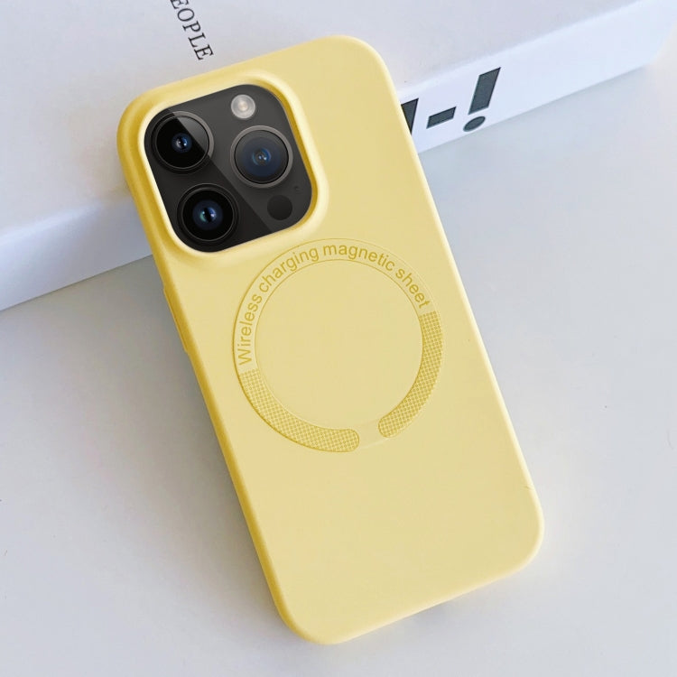 For iPhone 12 Pro Max MagSafe Magnetic Liquid Silicone Phone Case(Yellow) - iPhone 12 Pro Max Cases by PMC Jewellery | Online Shopping South Africa | PMC Jewellery