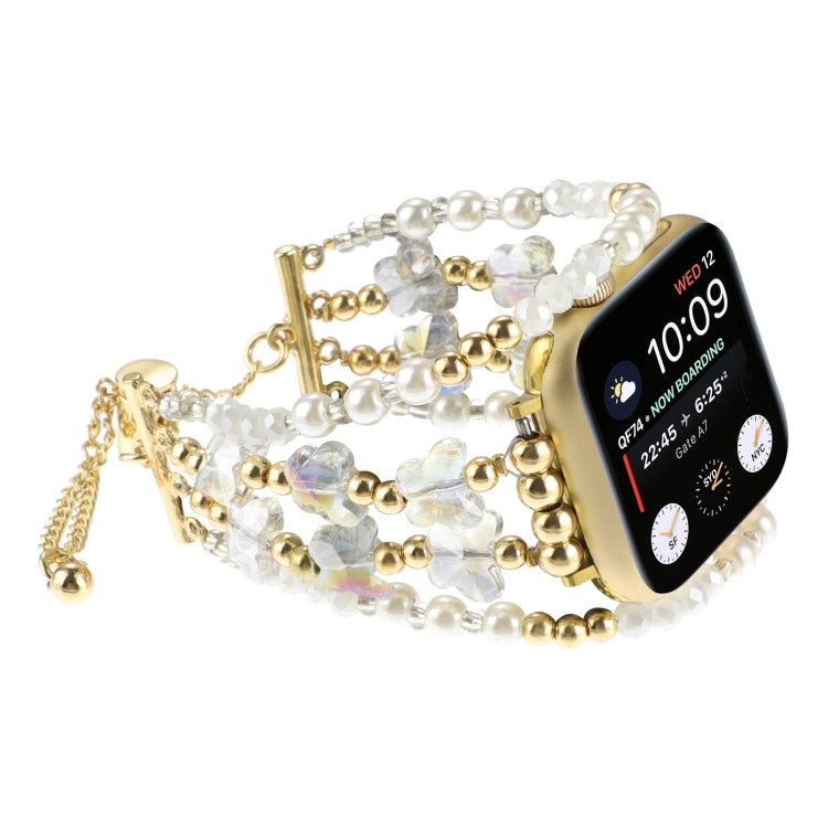 For Apple Watch Ultra 2 49mm Butterfly Chain Bracelet Metal Watch Band(Transparent Gold) - Watch Bands by PMC Jewellery | Online Shopping South Africa | PMC Jewellery