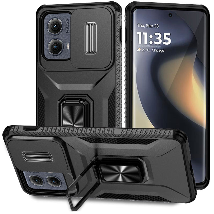 For Motorola Edge 5G 2024 Sliding Camshield Holder Phone Case(Black) - free shipping - PMC Jewellery - Order now!